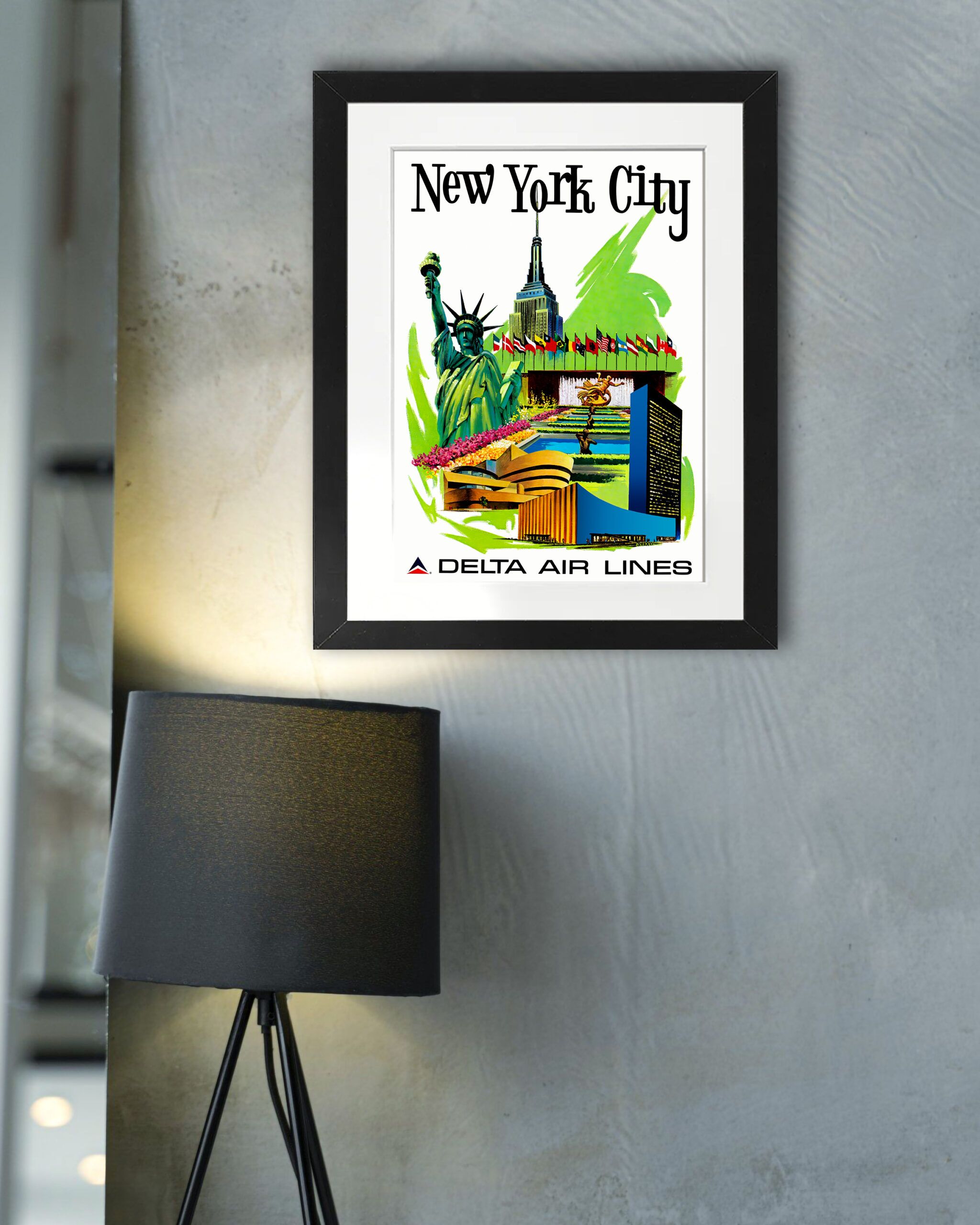 1960's New York City Delta Air Lines travel poster reproduction