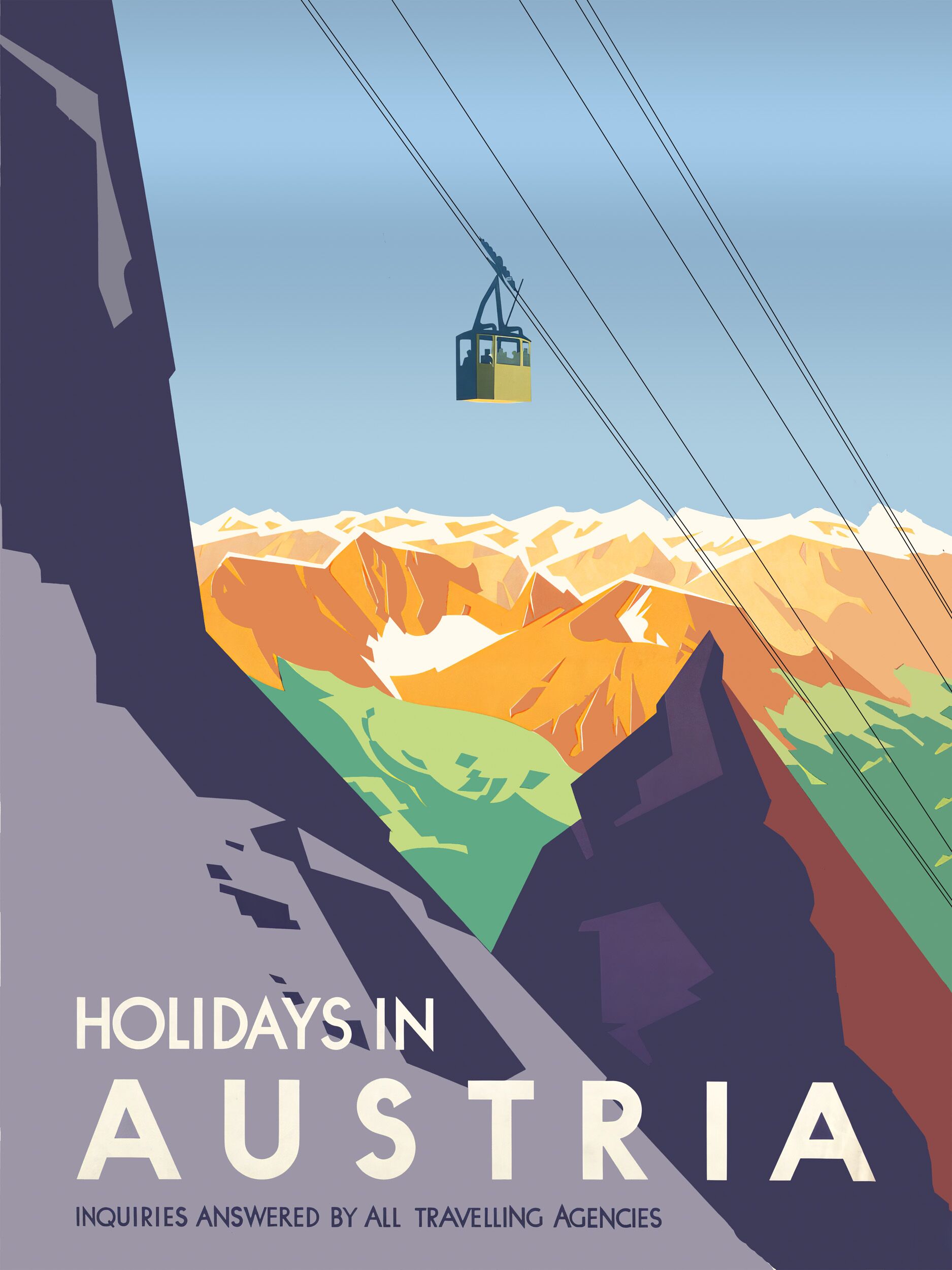 Set of three 1930s vintage Austria travel posters