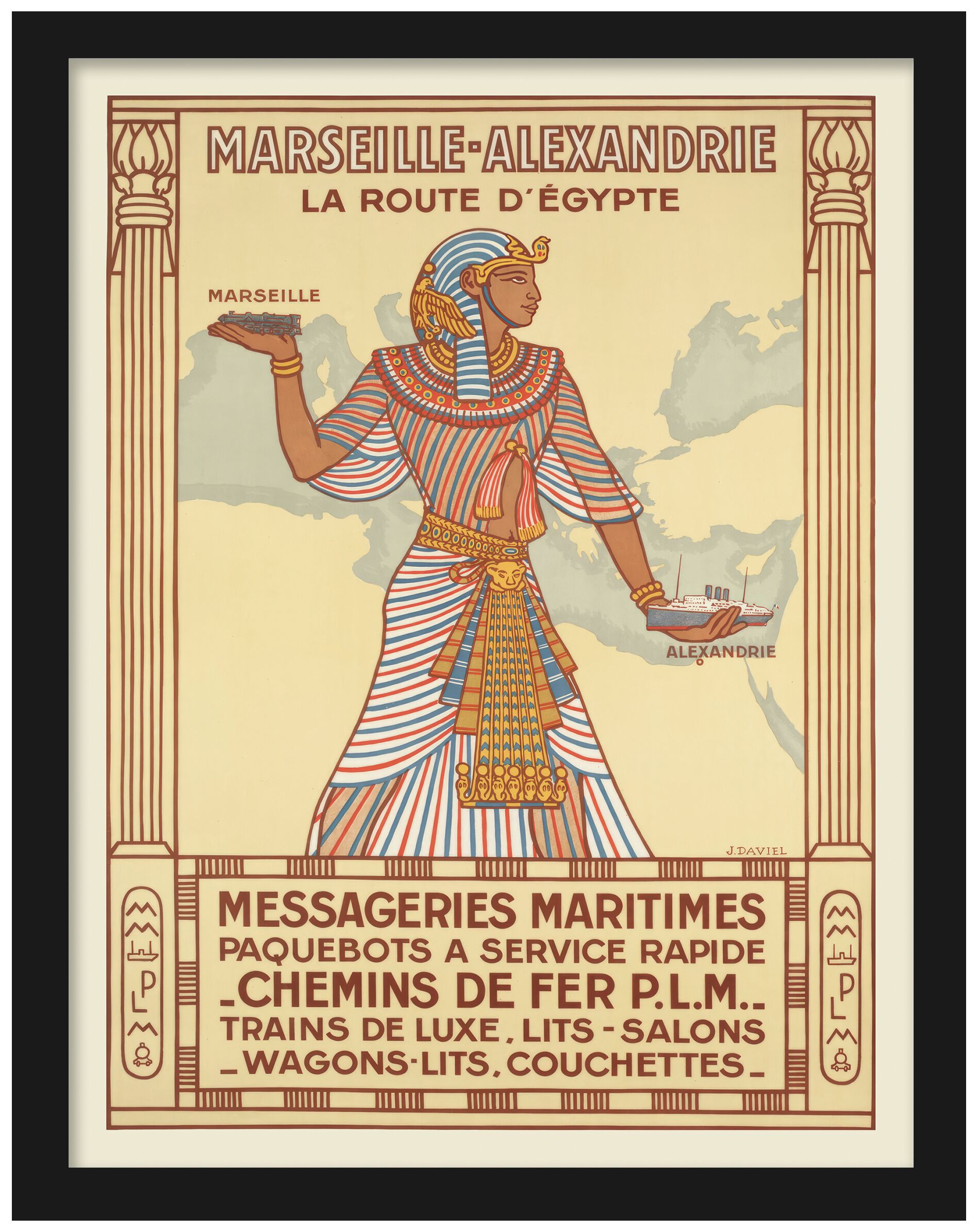 1851 vintage travel poster of Egypt by Messageries Maritimes.