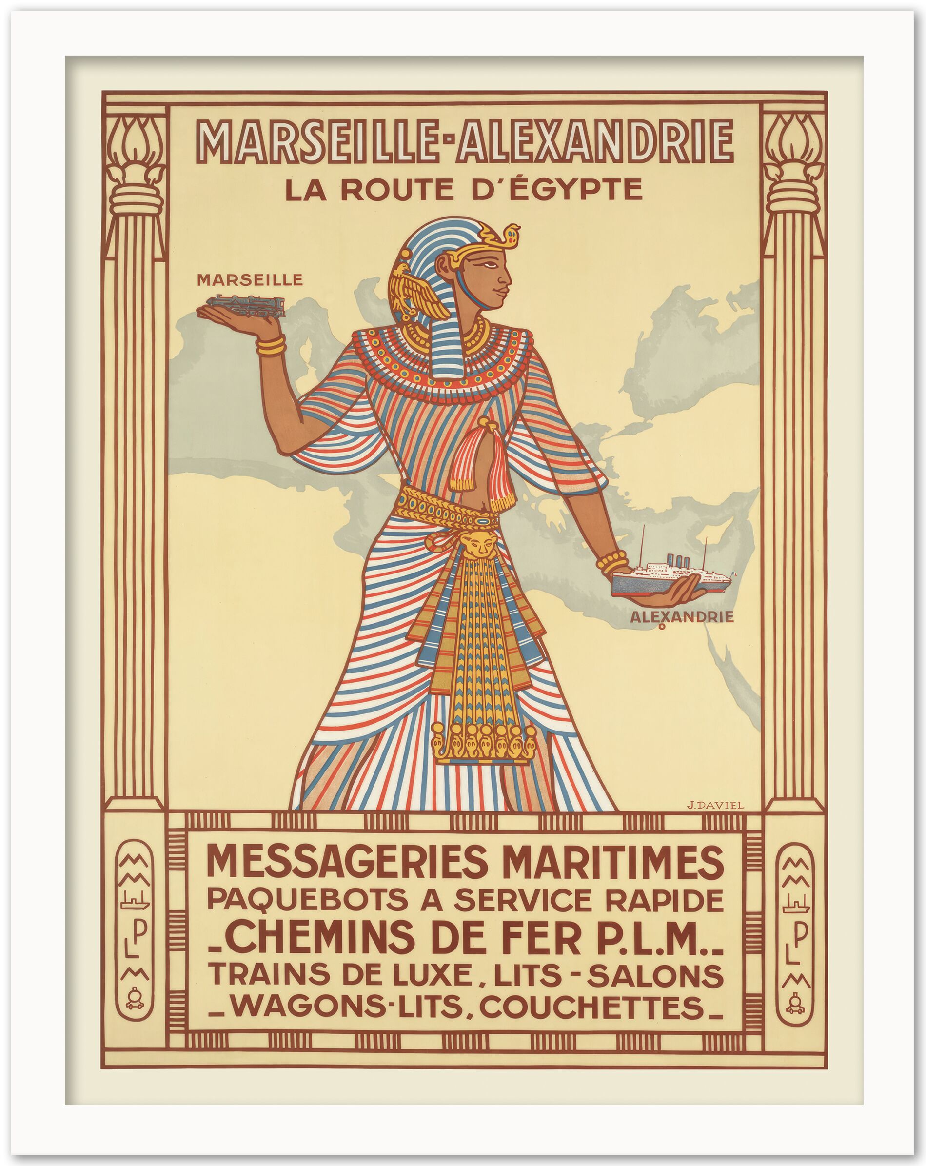 1851 vintage travel poster of Egypt by Messageries Maritimes.