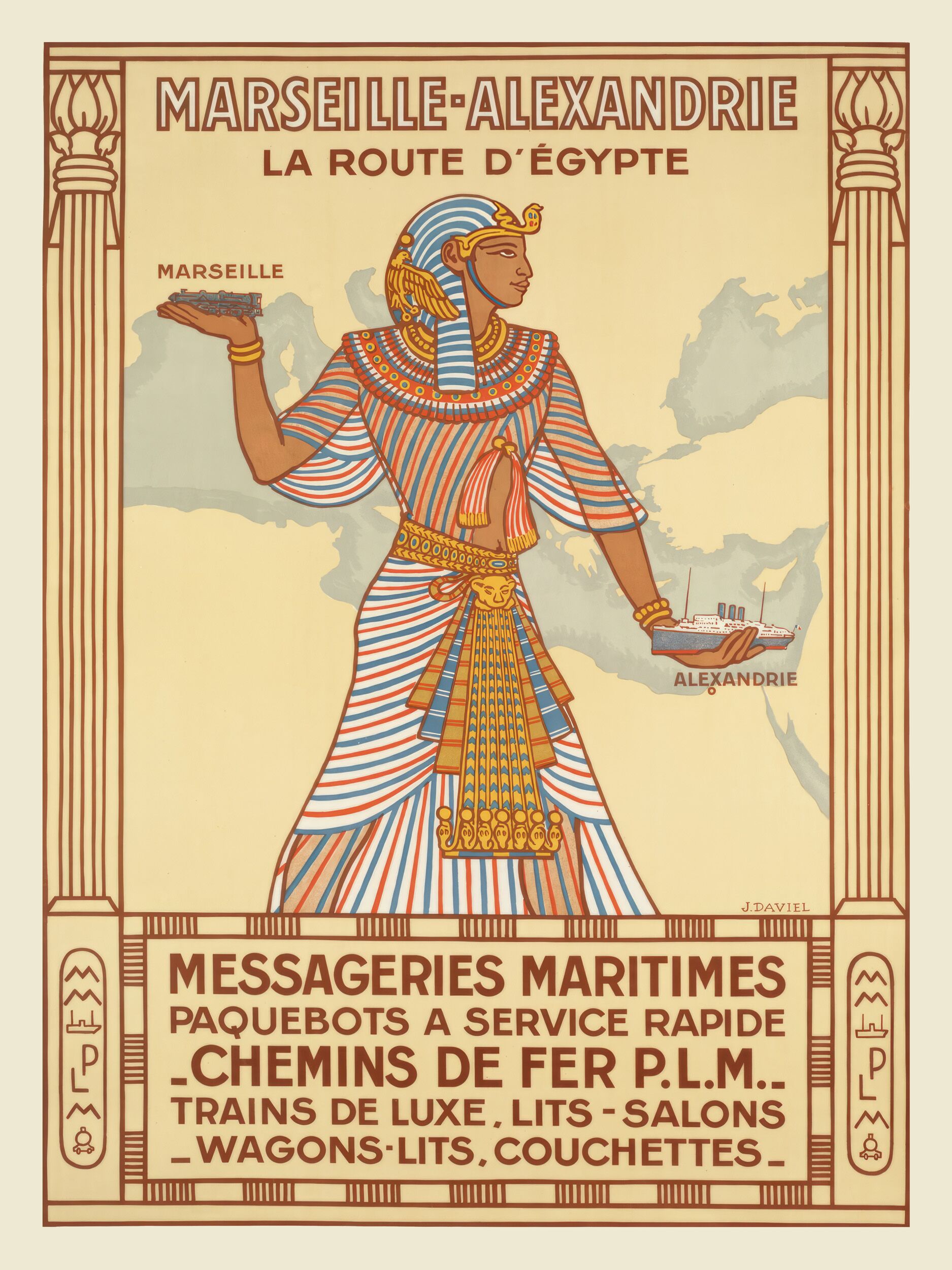 1851 vintage travel poster of Egypt by Messageries Maritimes.